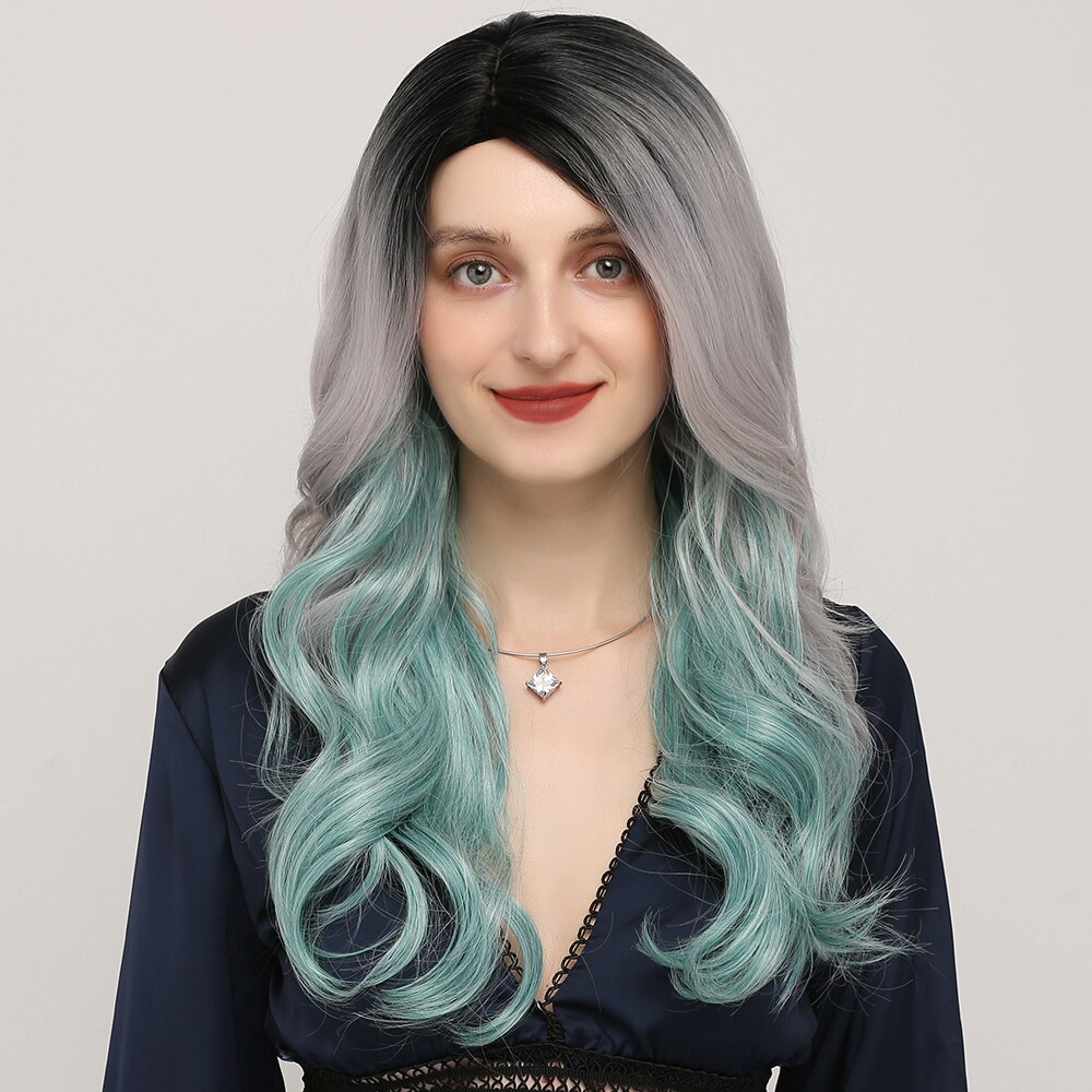 Peluca de pelo sintético de 20 "para mujer, Peluca de color negro, Gris, Morado, rizada, estilo Cosplay, X-TRESS: R3245