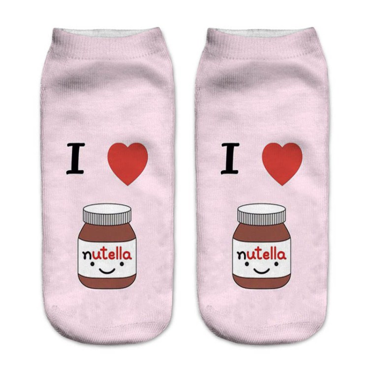 Nutella Pizza Buger Print Casual Stijl Print Type 3D Sokken Mannen Vrouwen Sokken Vrouwelijke Korte Sok: 14