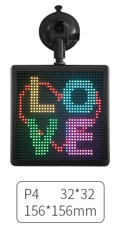 Bluetooth APP Control Car Emoticon Screen 32*32 dots Square LED Car Rear Window Display Digital Funny DIY GIF graffiti led board: P4 156x156mm