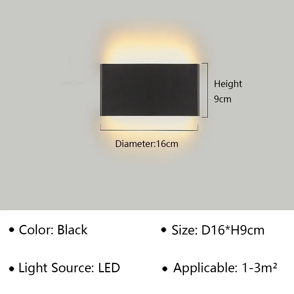 Lámpara de pared LED moderna para mesita de noche, sala de estar, escaleras, pasillo, baño, decoraciones para el hogar, aplique de pared, accesorio de iluminación interior, brillo: <2.700 K / Negro