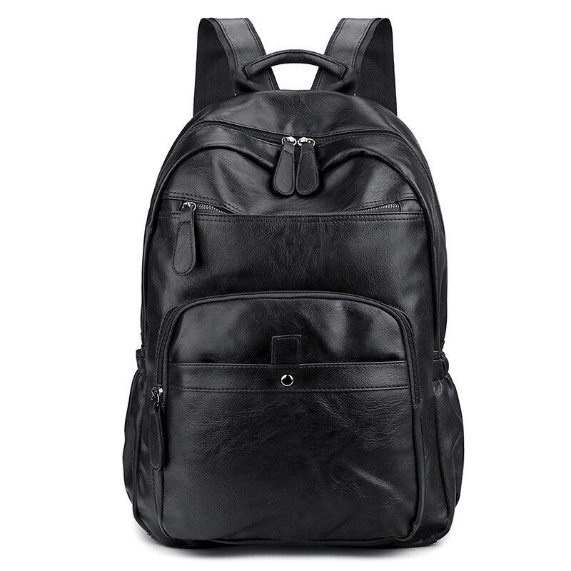 Homens mochilas de couro do plutônio do vintage portátil mochila moda masculina alta qualidade jovens couro: black