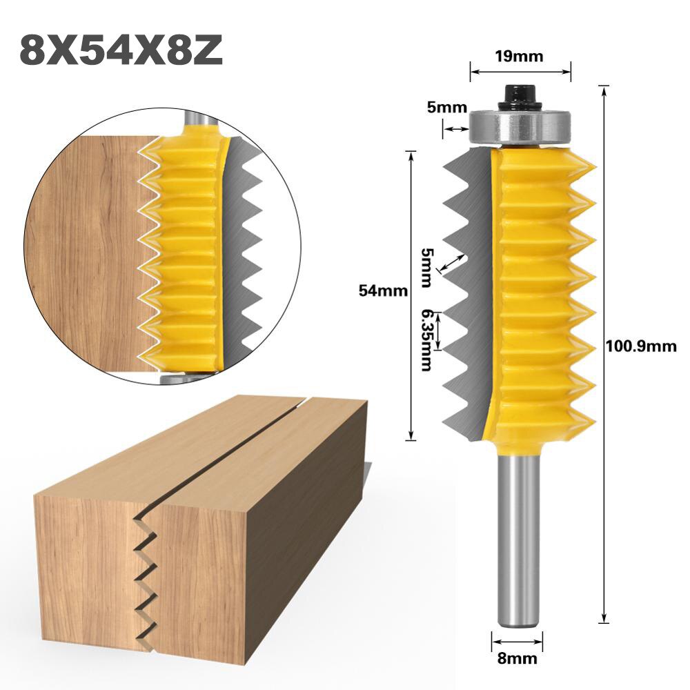 1PC 8MM Shank Milling Cutter Wood Carving Raised panel V Joint Bits Finger Joint Glue Milling Cutter for Wood Tenon Woodworking
