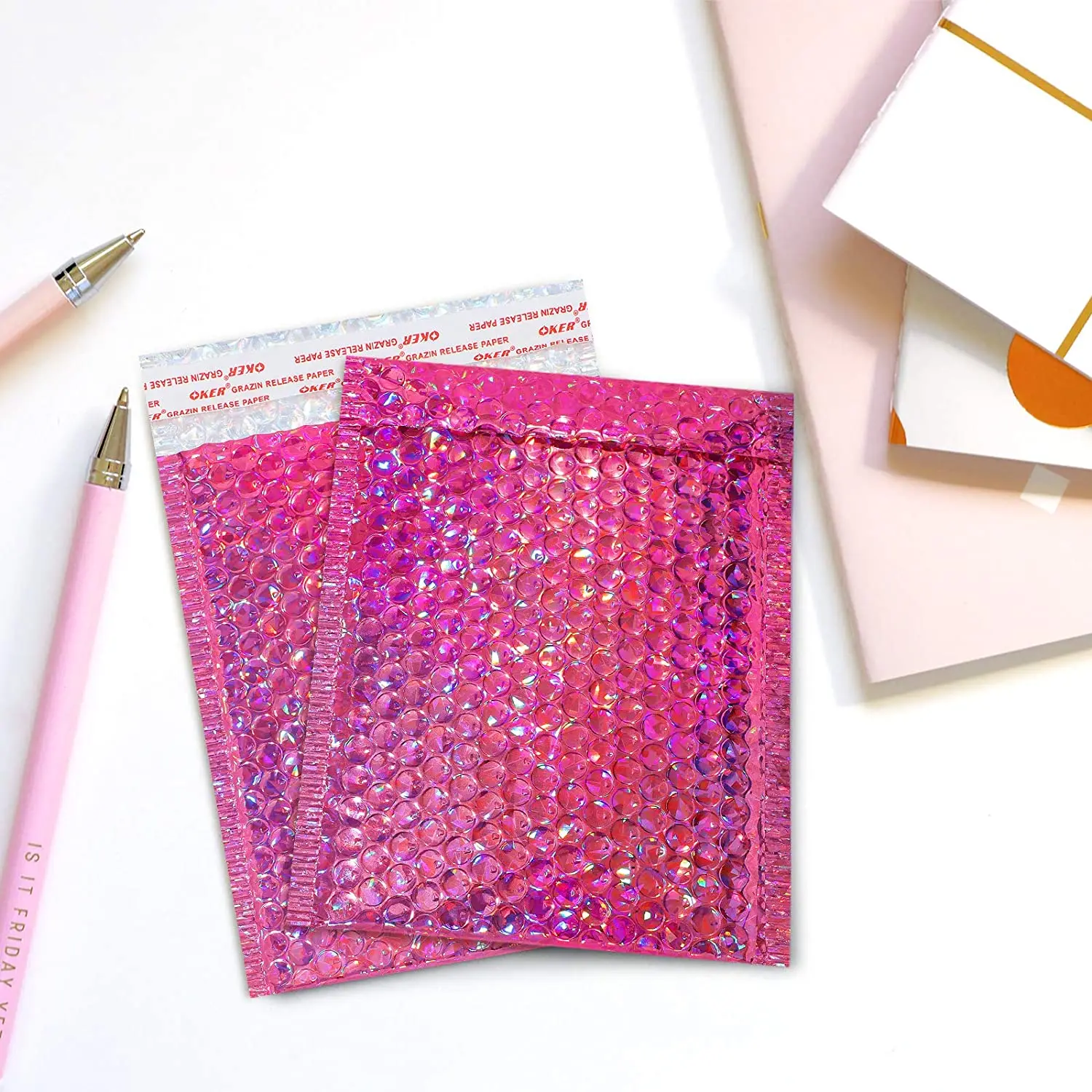 100 rose-patterned bubble mailers, bags for shipping bags, bubble envelopes, padded packaging, waterproof packaging bags, thickened shipping bags