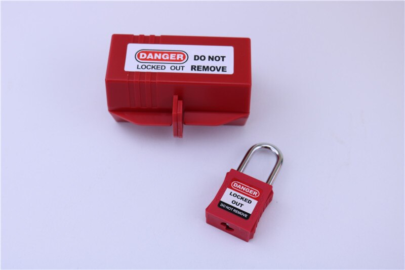 Elektrisk apparat stort stik lockout tagout boks lås enhed sikkerhed loto værktøj: Midten med hængelås