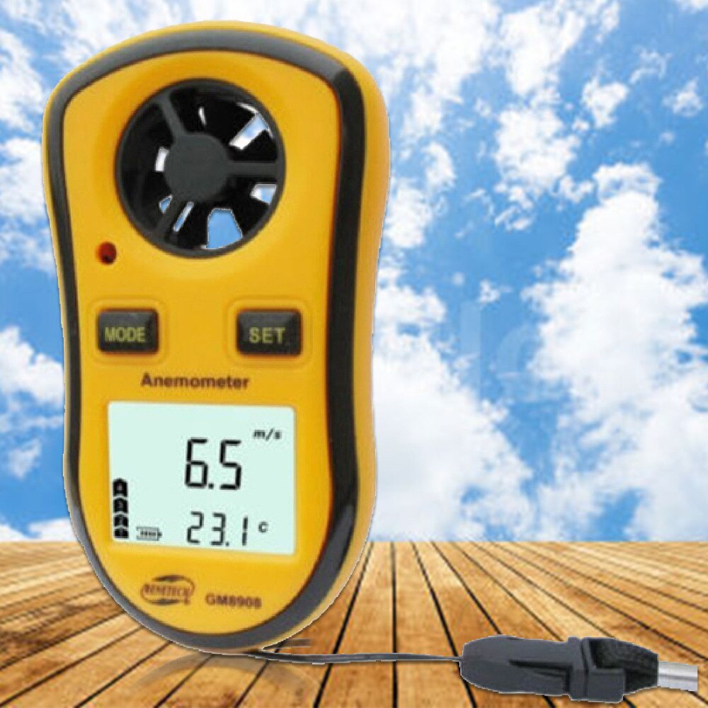 Echte Digitale Toerenteller Gm8908 Handheld Air Wind Schaalmeter Meter Digitale Anemometer Thermometer
