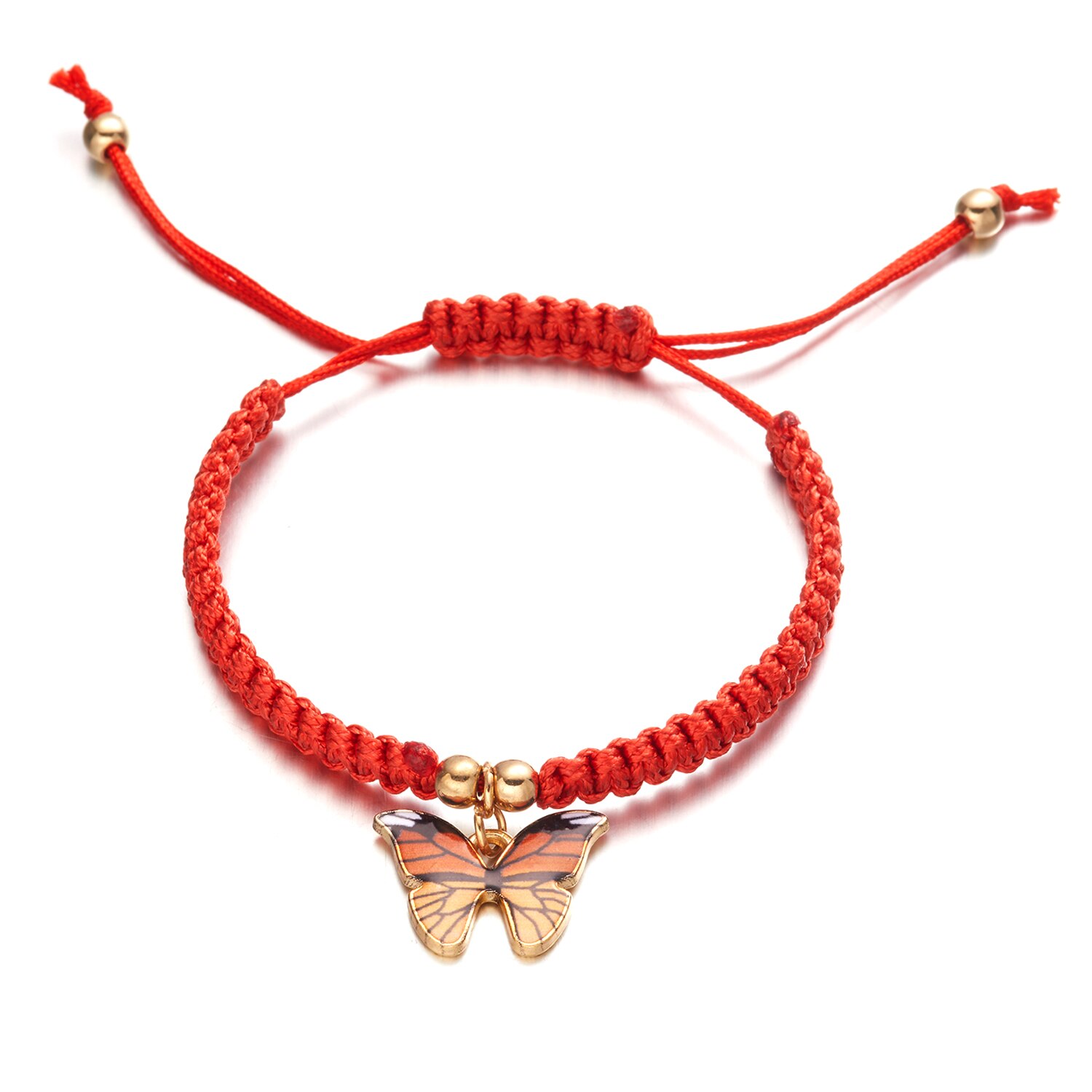 Pingente de borboleta trançado pulseiras moda corda vermelha artesanal tecido sorte charme pulseiras pulseiras jóias para meninas presentes: BR21Y0365-5