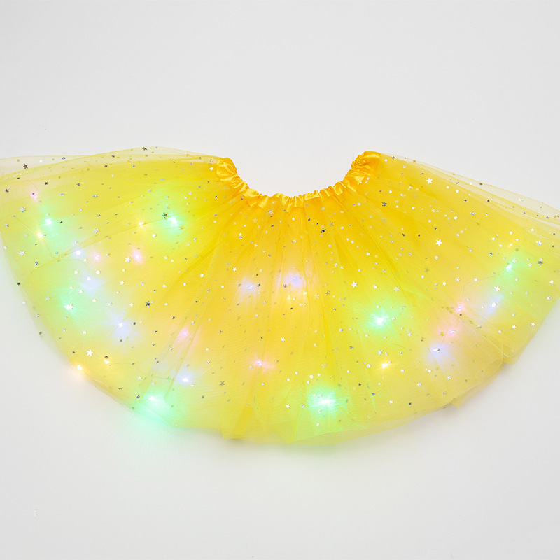 YOMDID Girls Tutu Skirts With Neon LED Light Glow Princess Ballet Stage Dance Short Dress Kids Fairy Miniskirt Birthday: DEEP BLUE