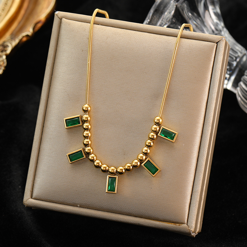 EILIECK 316L collar de circón de Color dorado de acero inoxidable para mujer gargantilla de cadena de estilo Simple collares de boda de joyería: Rojo óxido