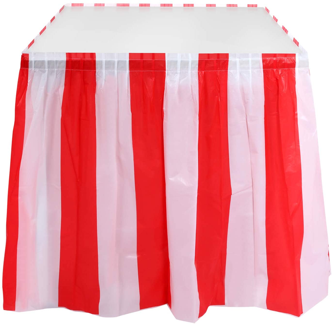Jupe de Table à thème cirque, à rayures, rouge et blanc, 2 pièces, fournitures de fête de décoration carnaval