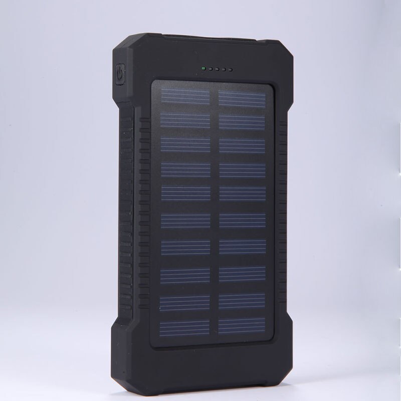 20000 mah Tragbare Solar- Energie Bank Wasserdichte Externe Batterie 20000 mah Energie Telefon Batterie Ladegerät LED Licht Pover Bank: Schwarz