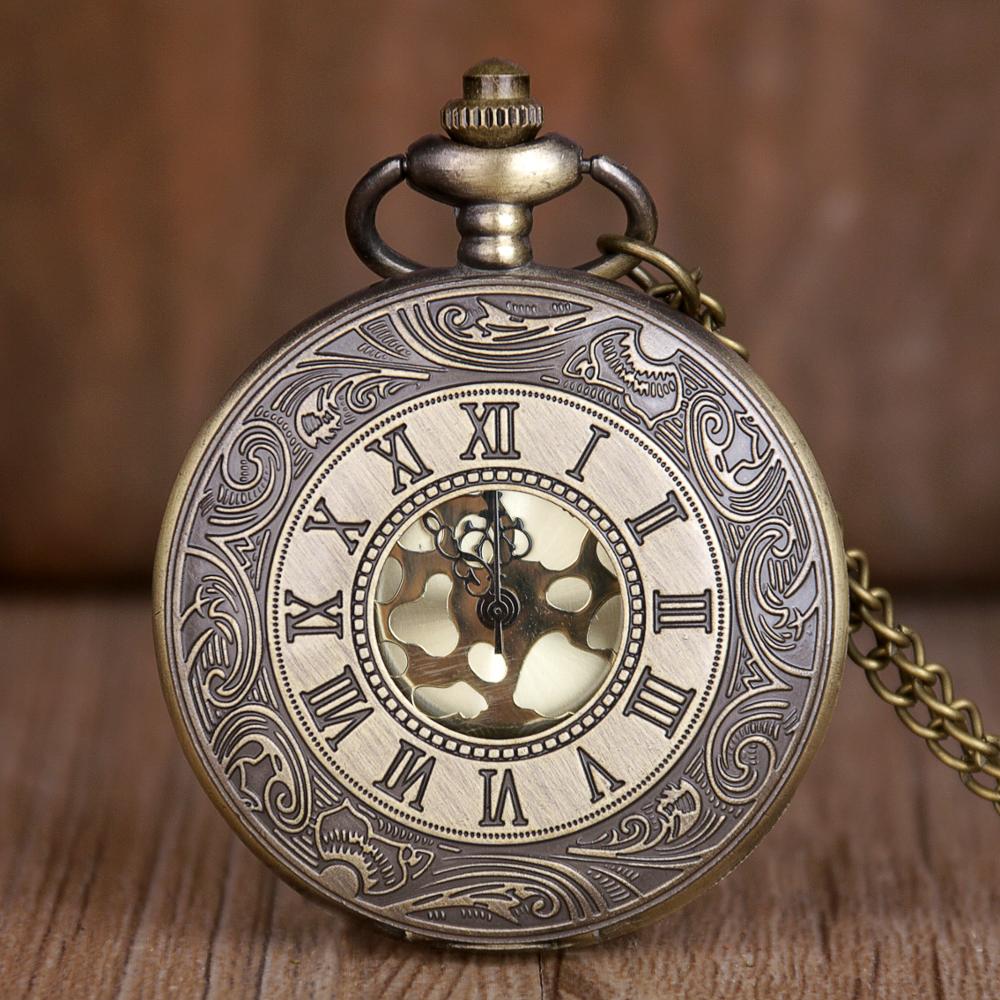 Vintage Bronze Steampunk Zakhorloge Quartz Ketting Pocket & Fob Horloges Met Fob Chain Mannen Vrouwen Horloges CF1019