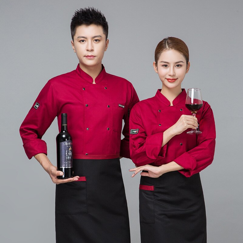 Chef's clothing long sleeve autumn and winter men's and women's Restaurant pastry pastry chef's work clothes