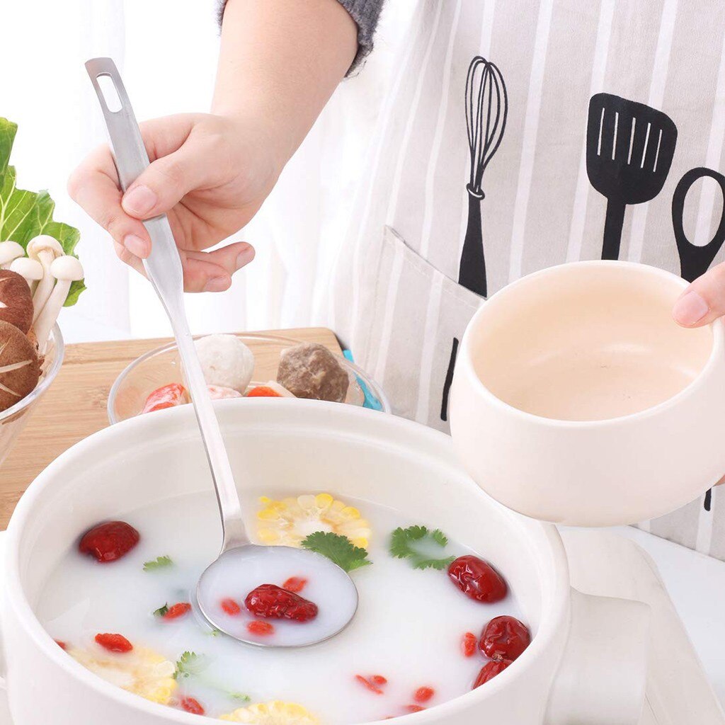 2Pcs Soup Ladle Colander Flatware Cookware Steel Slotted Spoon Cooking Utensil Soup spoon ложка ложки cucharas Dinner Spoon