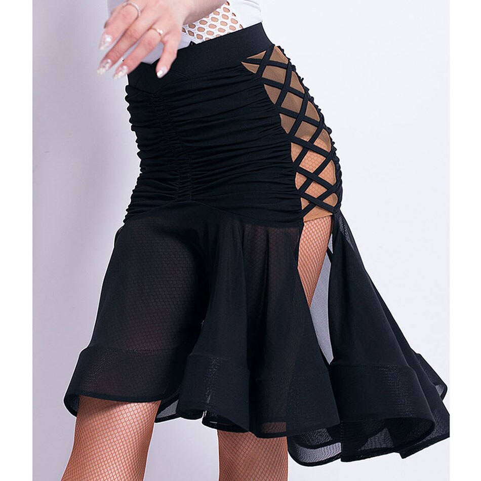 Latin Dancewear Dames Latin Dance Rok Ballroom Rumba Samba Tango Chacha Ruches Rokken Wrap Dancewear Kostuum Podium Performamnce Rokken Latin Ballroom Jurk, 2, S