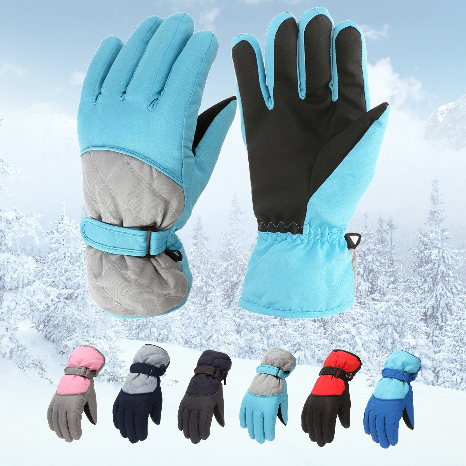 Girls Boys Waterproof Warm Gloves Winter Ski Gloves Snow Kids Windproof Skiing Snowboard Gloves Riding Gloves