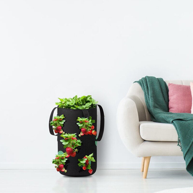 Bolsa de plantación de fresas, macetas de fieltro, bolsas de cultivo de tela, maceta colgante para cultivo de vegetales, Vertical, con bolsillos de visualización