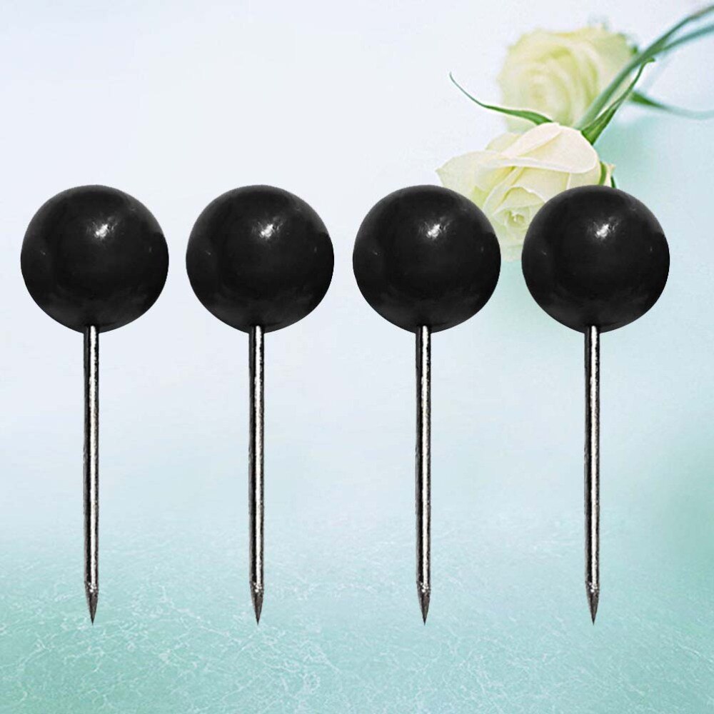 300 Pcs Zwarte Kaart Kopspijkers Push Pins Plastic Ronde Parel Hoofd Met Stalen Punt Voor Prikbord Bulletin Board En Stof