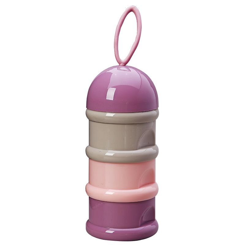 3 layer Frog Style Portable Baby Food Storage Essential Cereal Cartoon Milk Powder Boxes Toddle Kids Formula Milk Container 4829: Purple - No ear