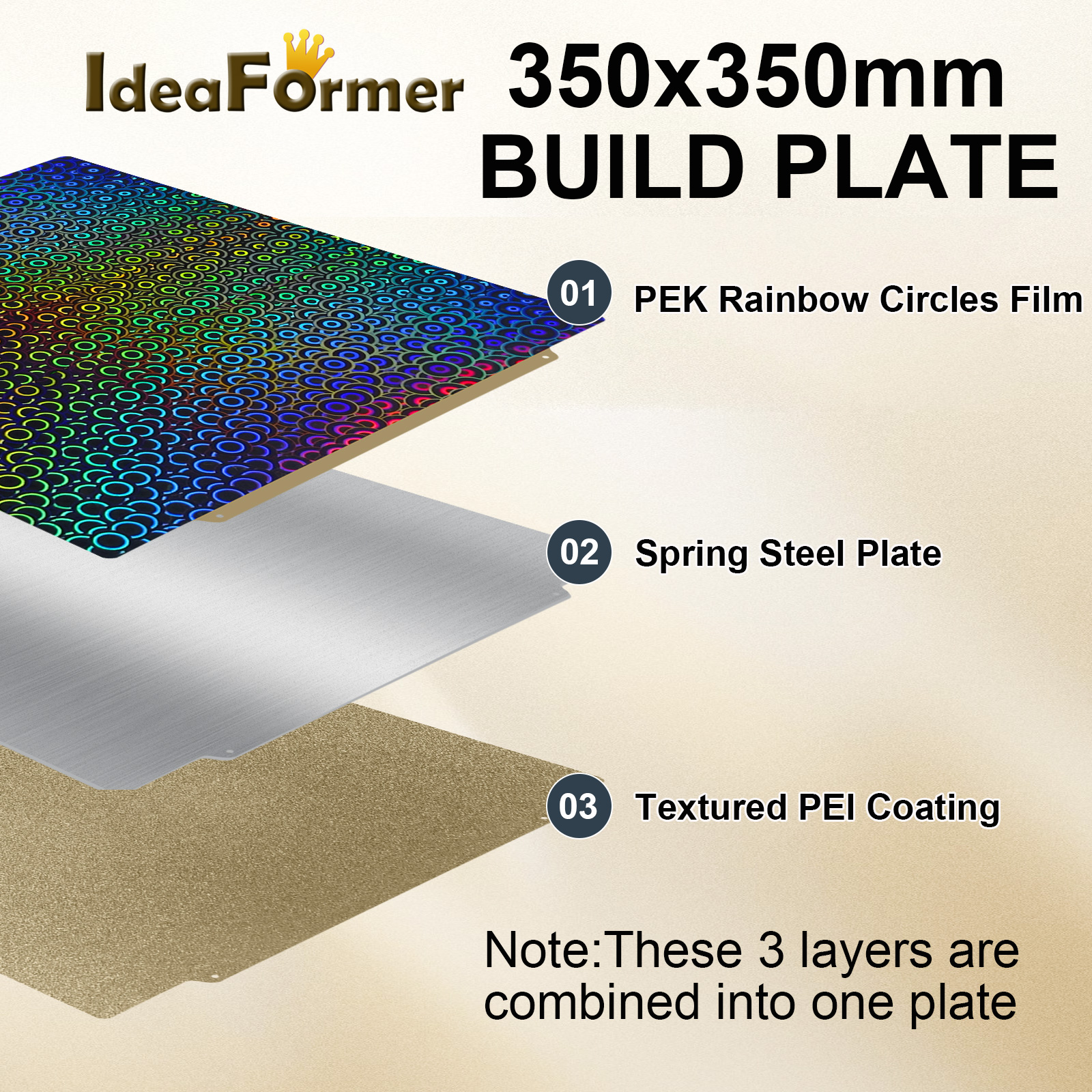 PEI Sheet 350x350mm Bed Build Plate with Smooth PET Textured PEI Magnetic Base for 3D Printer FYSETC Voron 2.4 Build Plate: Blue