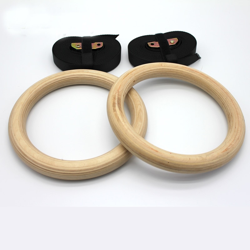 Nueva Madera 28mm Anillas De Gimnasia Gimnasio Gimnasio de Ejercicio Muscular Ejercicio Crossfit Pull Ups Ups
