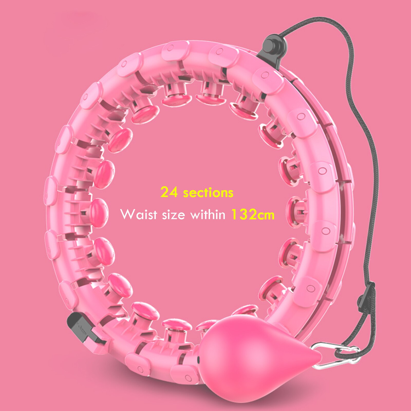 Smart Sport Gewogen Hoop Taille Training 24 Knopen Afneembare Massage Accessoires Voor Gym Thuis Fitness Vrouwen Gewichtsverlies Buik: Pink