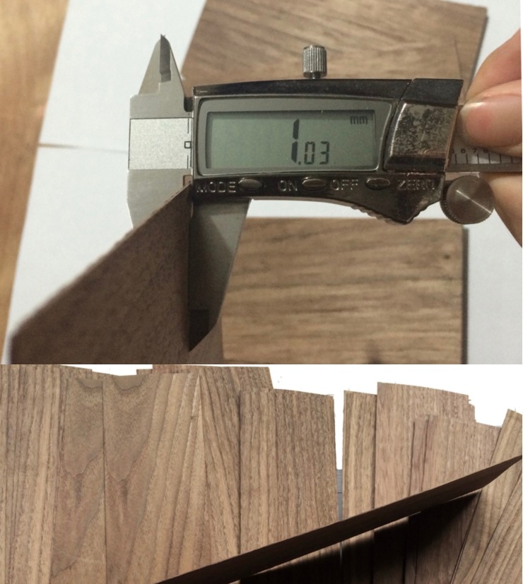 Lote de 6 unidades de 48x10cm de grosor: 1mm de chapa de corteza de madera de nogal negro, virutas de madera sólida pura