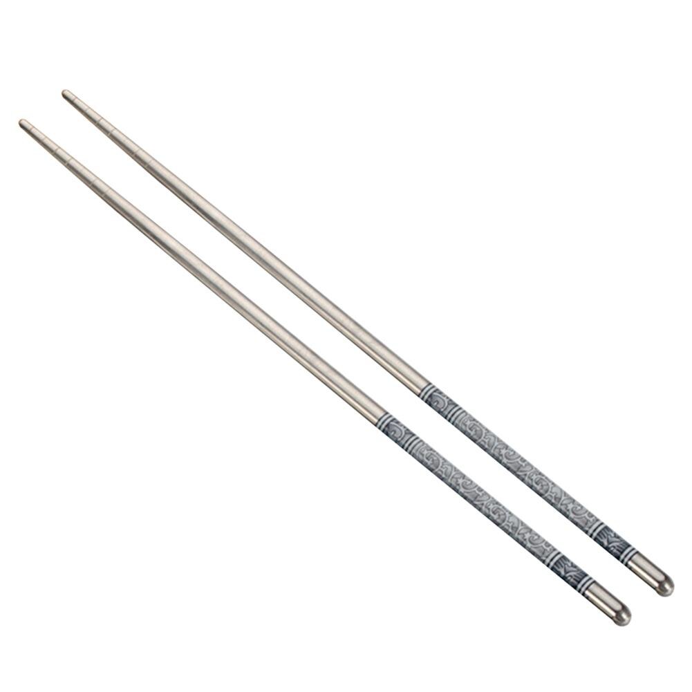3 Pairs Chopsticks Chinese Flower Printed Stainless Steel Vintage Food Sticks Tableware Dinnerware For Kitchen Restaurant
