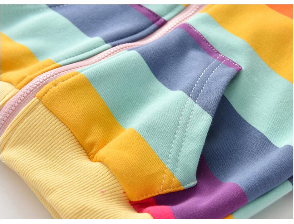 Pige sweatshirt regnbue cardigan jakke afslappet hættefrakke til pige børn tøj sydkorea baby børn småbørn jakker