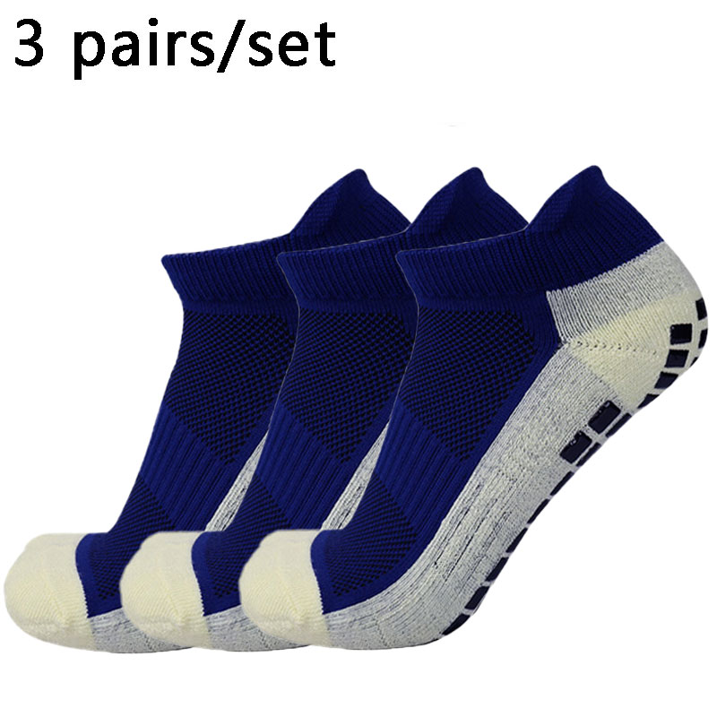 3 paar mannen vrouwen voetbalsokken korte sport siliconen antislip grip voetbalsokken calcetines hombre futbol: Lavendel