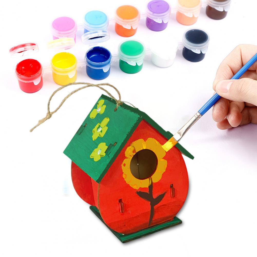 Kit de construction de maison d'oiseau pour enfants, peinture de bricolage, assemblage de nichoir, artisanat de boîte à oiseaux, construire de la peinture, pour enfants, 1 ensemble