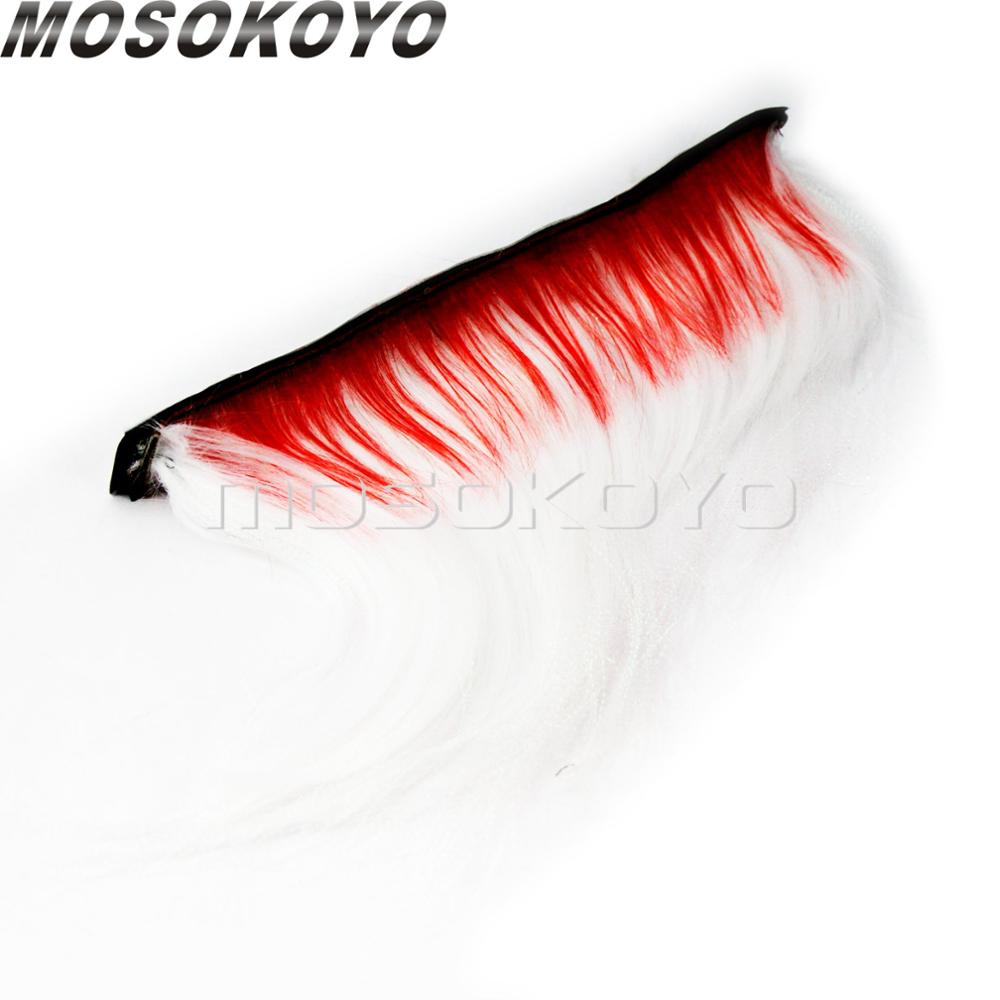 Motorcycle Punk Biker Helmet Mohawk Attached Long Hair Feather Casco Mohawks Sticker Outdoor: red white