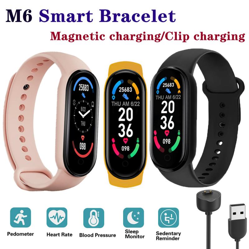 M6 smart sport band bluetooth skridttæller fitness tracker armbånd puls blodtryk smart ur til huawei xiaomi iphone