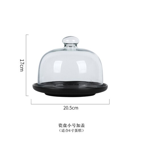 Creatieve Keramiek Cake Pan Glas Cover Dessert Display Lade Cake Decorating Gereedschap Cake Stand Set Kitchen Aid Accessoires: N