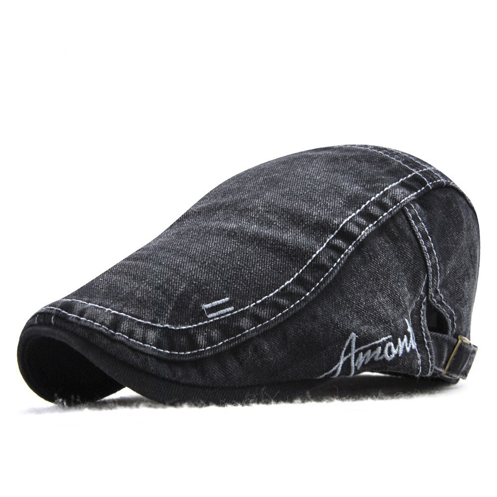 Jamont Vintage Mens Cotton Newsboy Caps Hats Hat Man Duckbill Baker Boy Peaked Hats Male Casual Cabbie Ivy Golf Hats: black