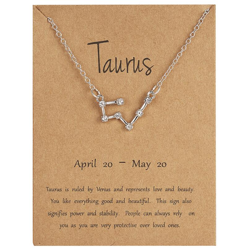 Collares del zodiaco de 12 Constelaciones para mujer, signo del horóscopo, joyería Coreana de circón, Estrella, Galaxia Libra, astrología,: Taurus