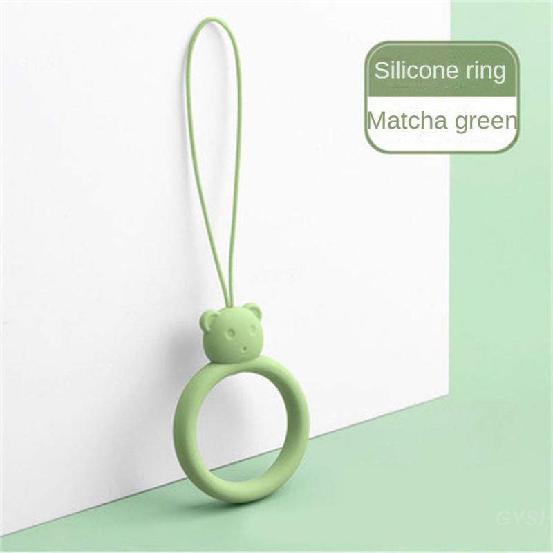 Ring Key Chain Soft Portable Lanyard Cartoon Smooth Comfortable Liquid Cute Silica Gel Elastic Pendant Multifunction Little Bear: Blue / Green