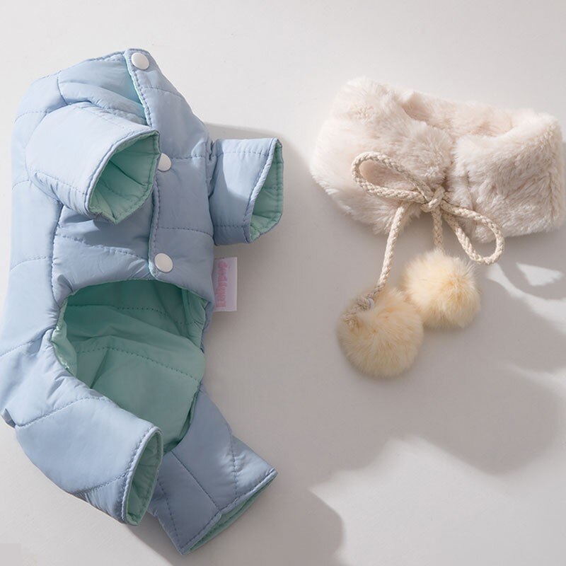 Mono para perros pequeños, ropa cálida de invierno para cachorros, Chihuahua, Yorkie, Bichon, traje maltés, abrigo: Azul / L