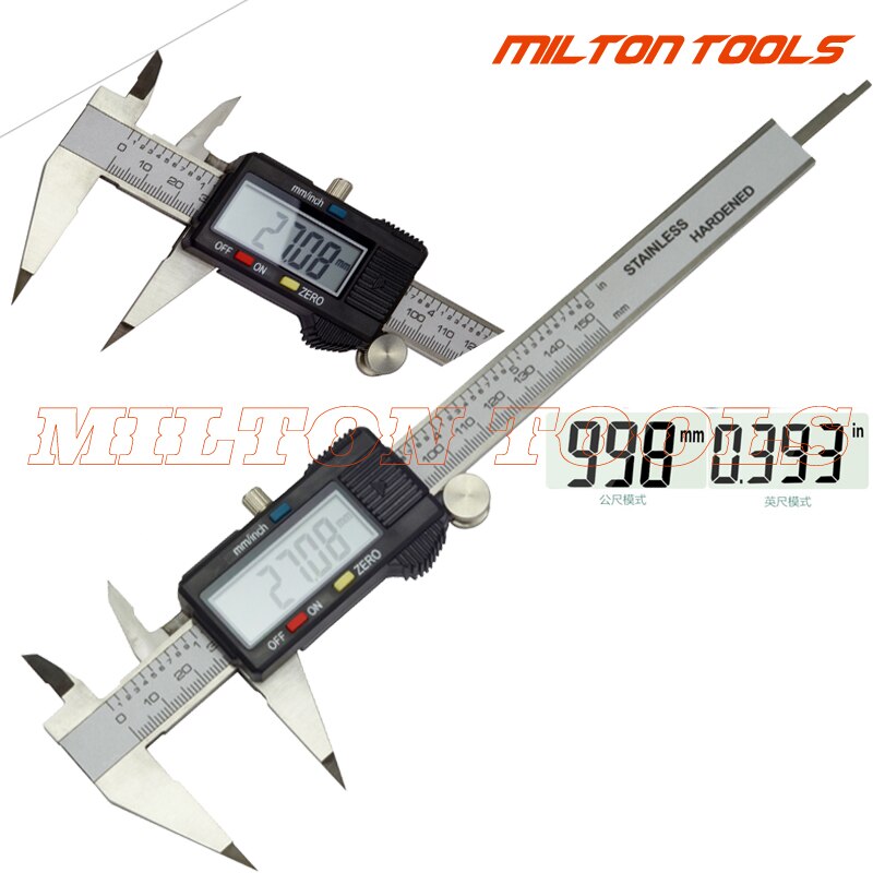 Point jaw Digital caliper micrometer gauge Big LCD 0-150mm 6inch digital caliper with small point jaws