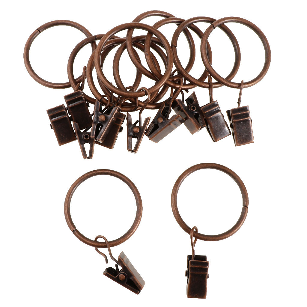 12 Stuks Plated Metalen Gordijnen Gordijn Ringen Met Clips, 25Mm/32Mm Dia: Copper 32mm