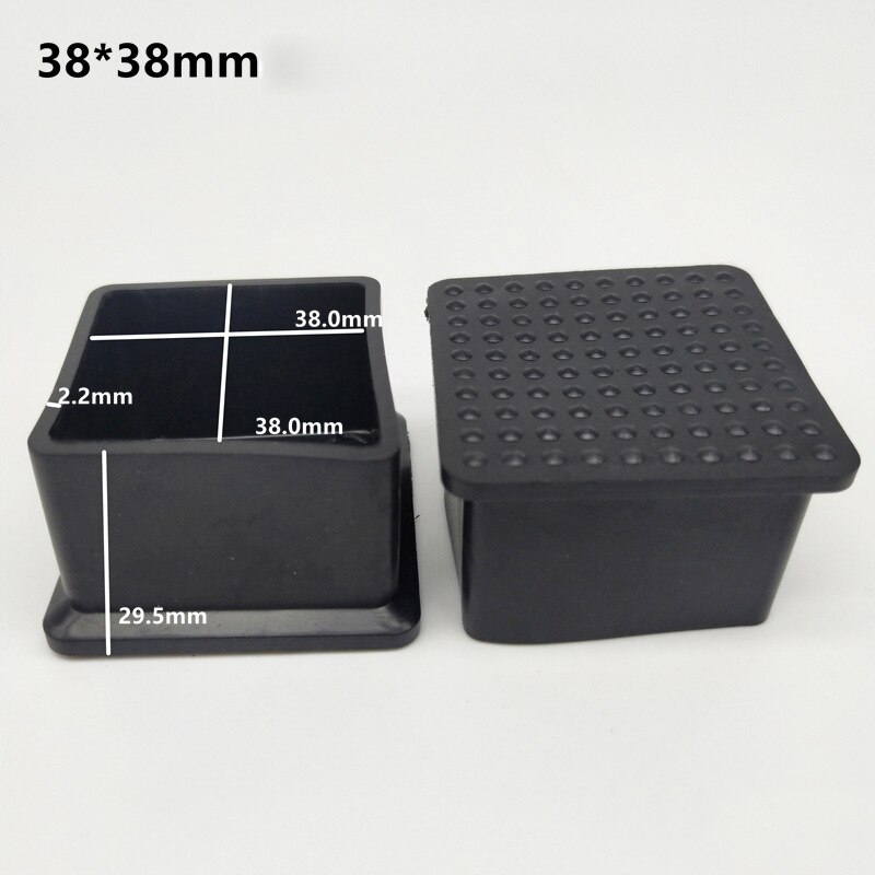4/8Pcs Square Rubber Chair Leg Caps Non-slip Furniture Table Legs Cover Floor Protector Rubber Feet Pads Furniture leveling Feet: 4PCS 38mm X38mm