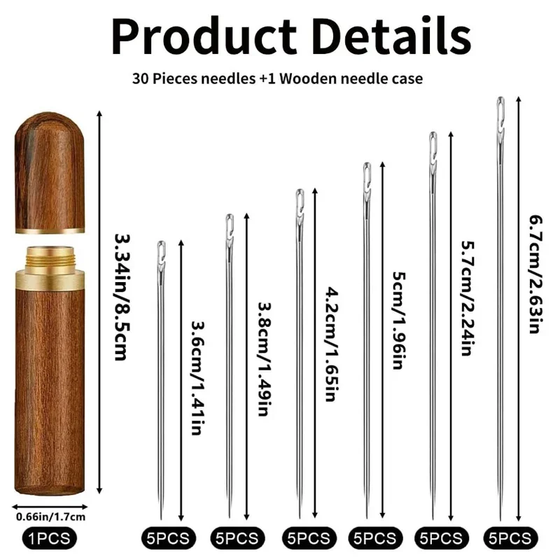 Agujas de coser ciegas con agujero lateral, agujas de acero inoxidable para personas mayores, Pin de costura manual, aguja de roscado automático para el hogar, 12/30 Uds.