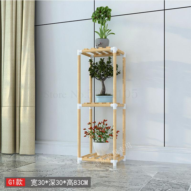 Blomsterhylde multi-level indendørs altan massiv træ hylde stue blomsterpotte hylde gulvstående grøn radise kød plante rac: G1   e