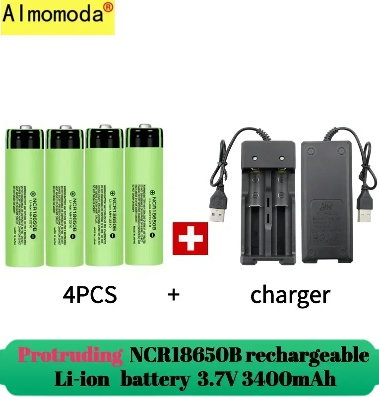 Spike2025 sobresaliente 100% batería de litio recargable NCR18650 3,7 V 3400mAh 34B cargador USB linterna de batería original: Morado