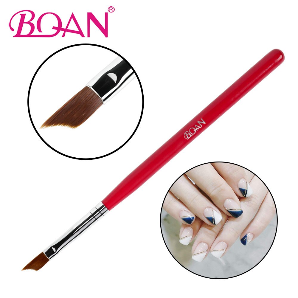 BQAN-pincel francés para uñas, 1 pincel para manicura francesa, de uñas en Gel UV para pintura, dibujo y pulido, puntas francesas para manicura, brochas de media luna: Red