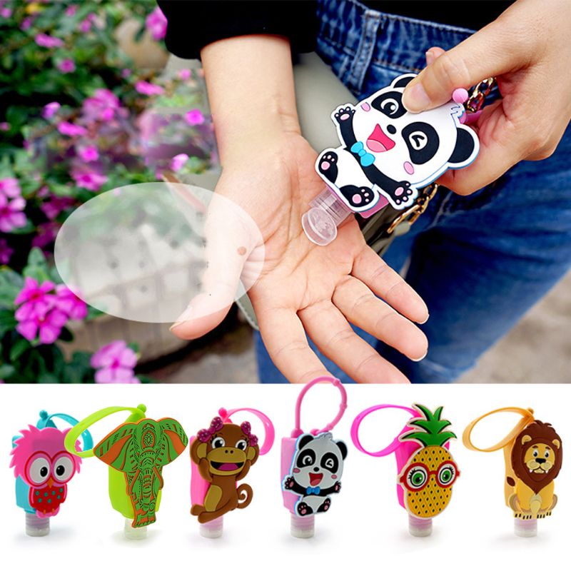Cute Kids 30ml Empty Travel Bottle Hand Sanitizer Holder with Silicone Case Leak Proof Refillable Portable Containers