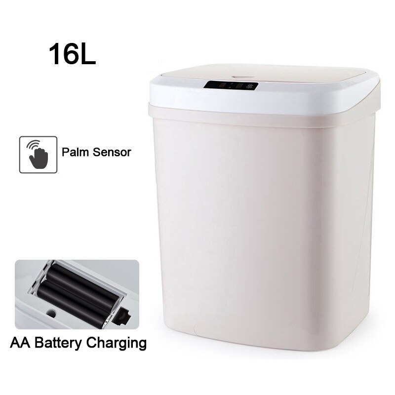 16L Smart Trash Can Smart Sensor Trash Bin For Kitchen Bathroom Automatic Waste Bin Garbage Can Dustbin Rubbish Bin Trashcan: Khaki A