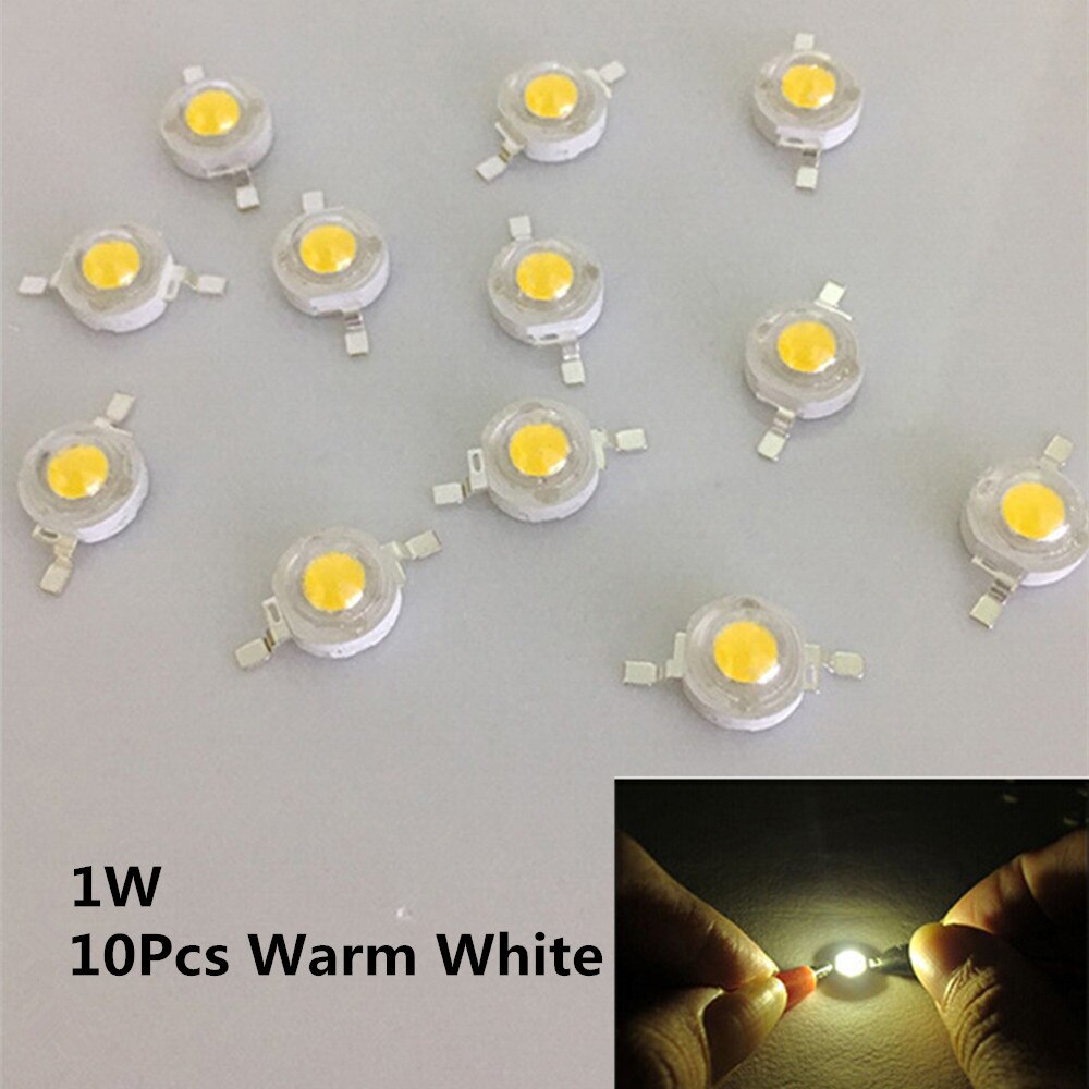 10 Stuks 1W High Power Led Light-Emitting Diode Leds Chip Smd Warm Wit Rood Groen Blauw Geel voor Spotlight Downlight Lamp: Warm white