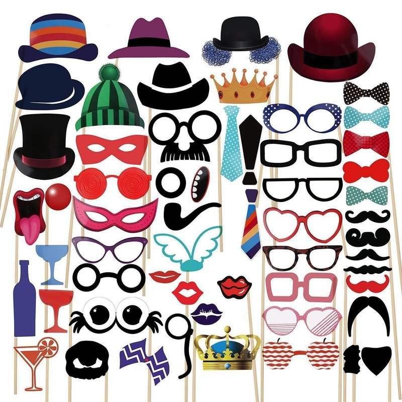 27-58pcs wedding photobooth accessory Props DIY Mustache Lips Glasses Mask Photo shoot props bachelor party team bride props
