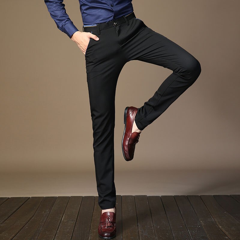 Men Luxury Suit Pants Dress Pants Mens Slim Fit Formal Perfume Classical Business Pants Men Autumn Winter Black Trousers