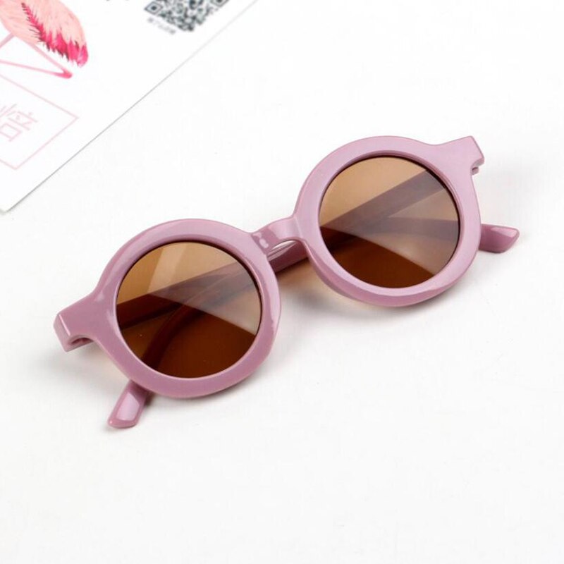 Gafas de sol con forma redonda para niños y niñas, anteojos de sol infantiles bonitos con de dibujos animados, gafas de sol redondas de estilo urbano, gafas de bebé: Púrpura